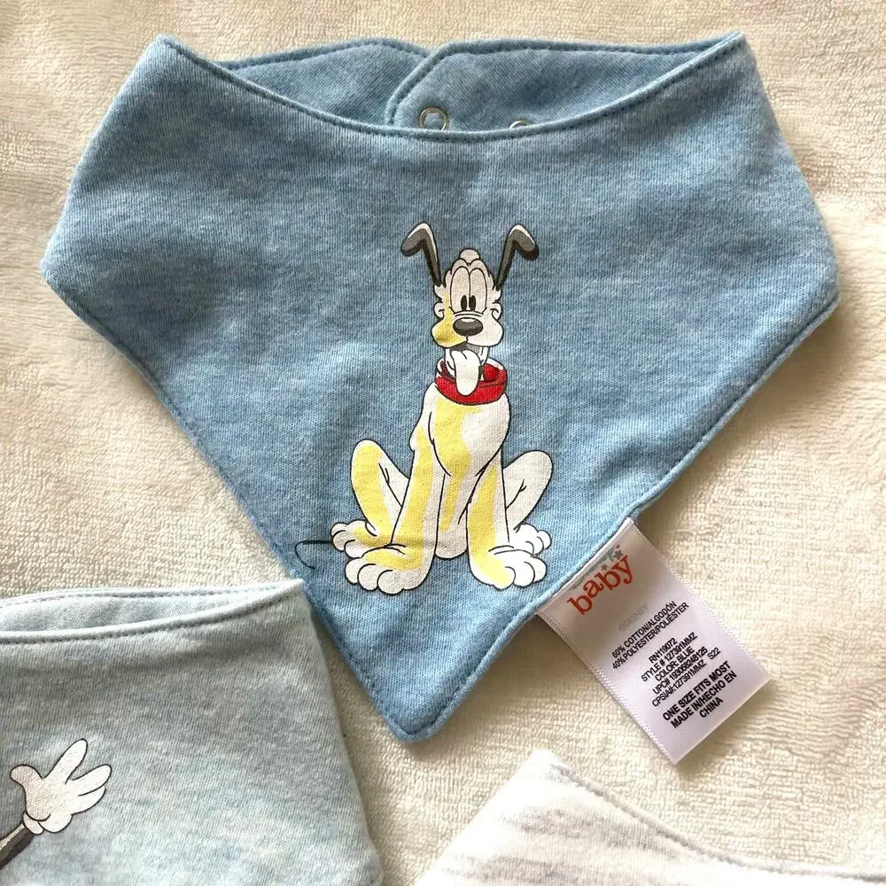 Disney Baby Snap Bibs Set Three - Mickey Mouse, Donald Duck and Pluto Never Used